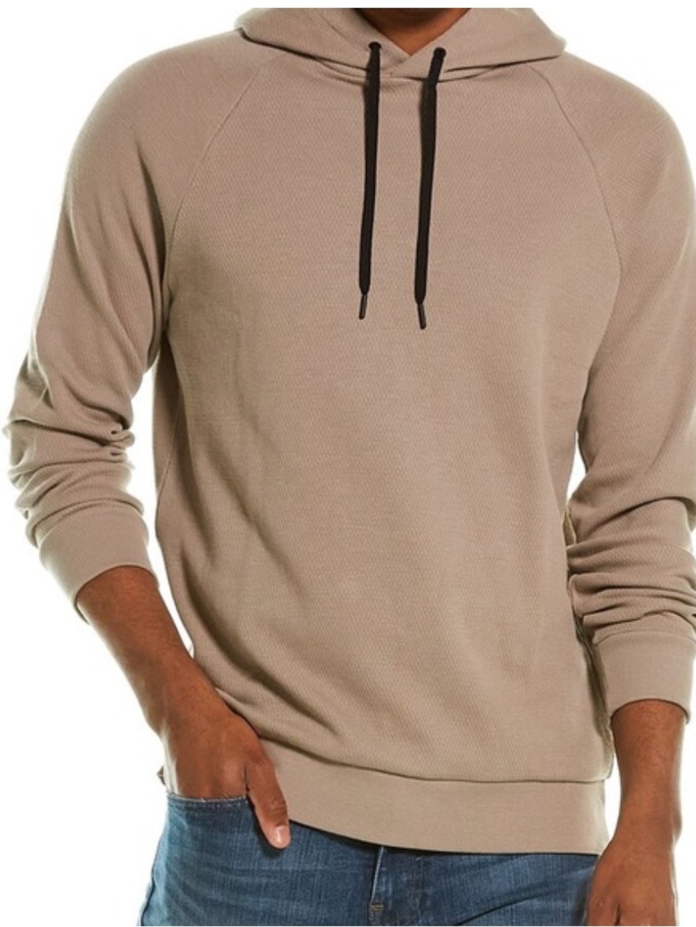 Theory Men's Hoodie in Taupe with Black Drawstrings